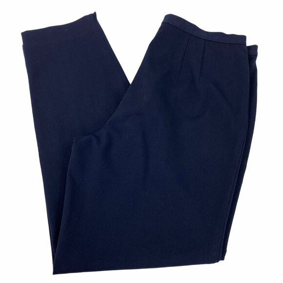 Vtg Talbots Dress Pants Slacks Navy Blue Stretch Flat Front Office Wear Size 14 - Picture 1 of 9